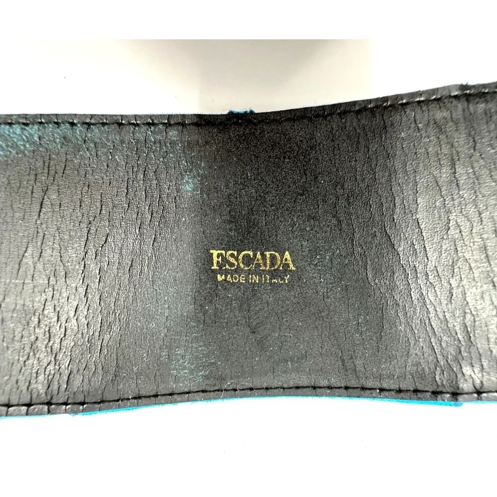 Escada‎ Womens Wide Blue Suede Leather Contoured Waist Belt One Size Italy